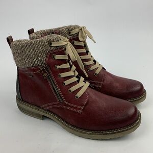 SPRING STEP RELIFE KHAZERA BOOTS Leather Boots Size 44 euro Burgundy & Tan NWOT